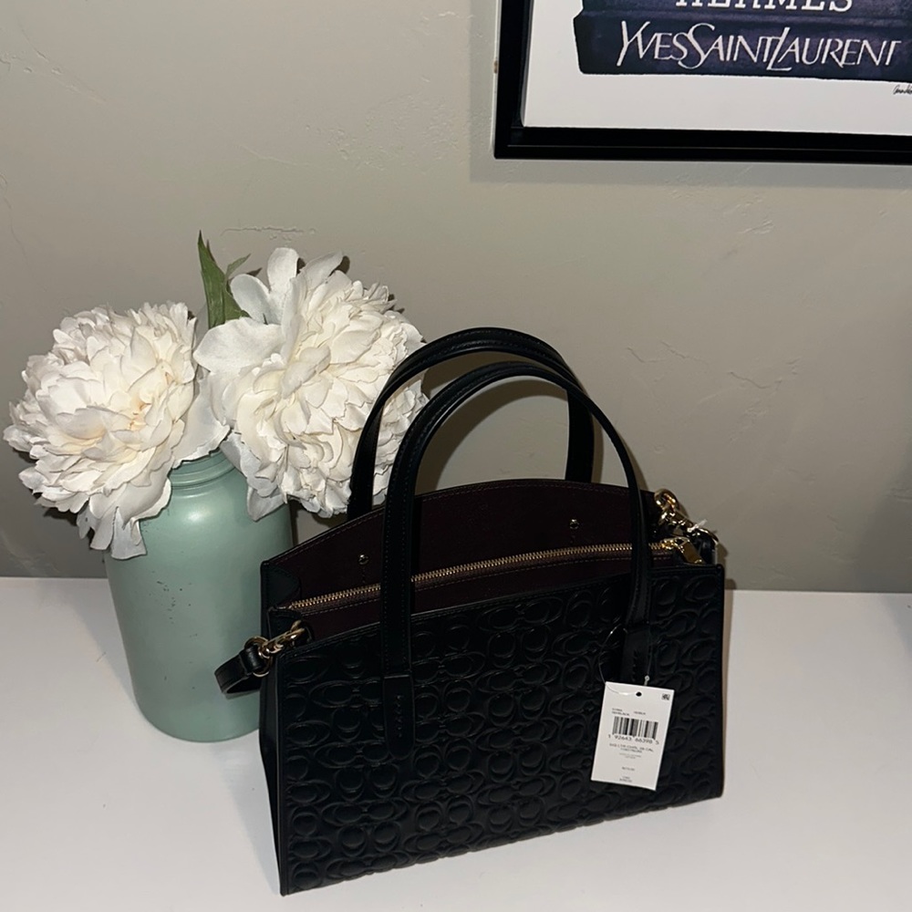 Coach Charlie Carryall in Signature Black Leather NWT - Picture 1 of 11